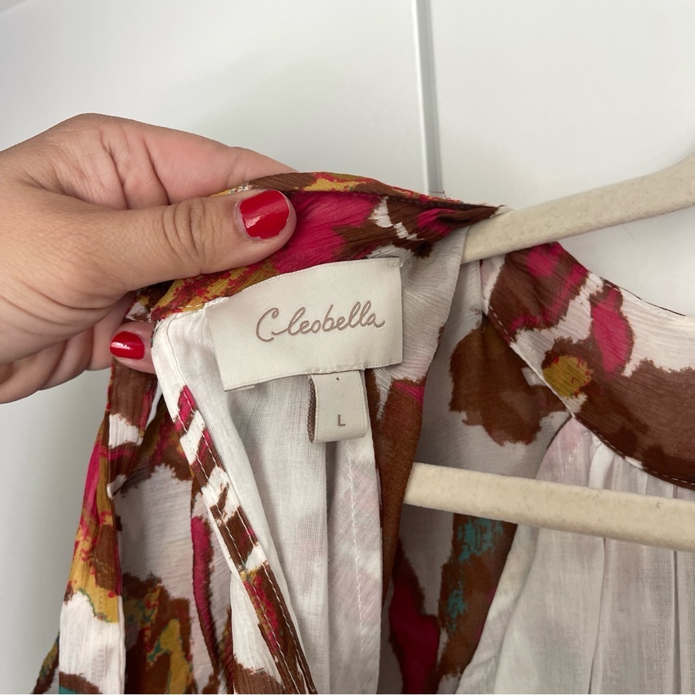 Cleobella Cecilia Ankle Dress In Shea Side Slit Print Short Sleeve - Picture 6 of 9